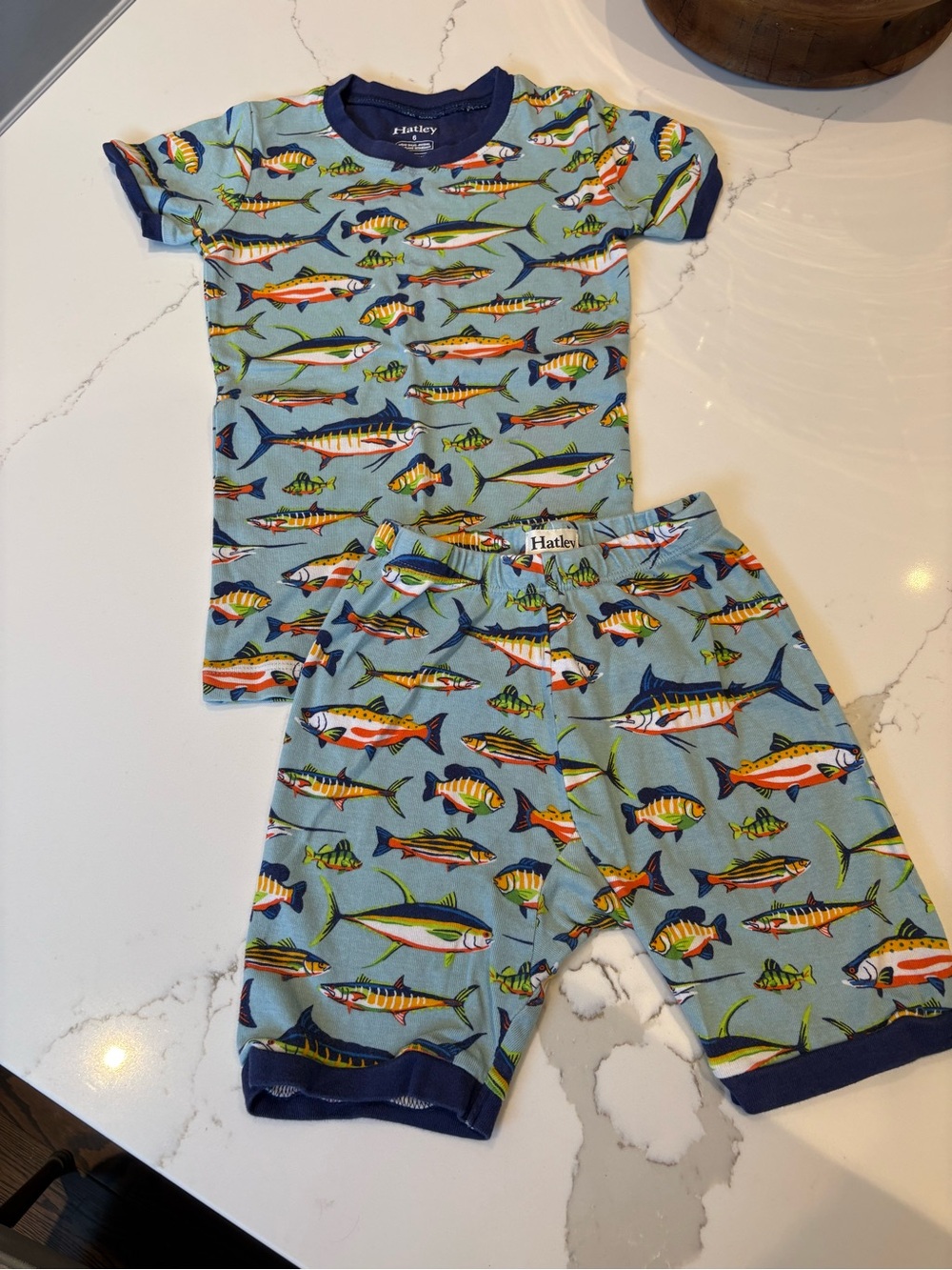 Hatley Organic Cotton Short Pajama Set (Lots of Fish) size 6